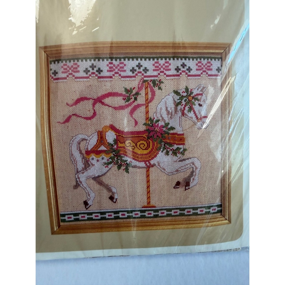 VTG Merry-Go-Round Carousel Horse Cross Stitch Kit Girlhood The Creative Circle